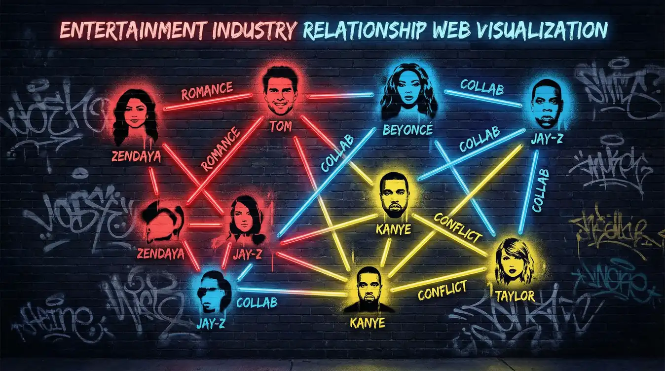 吃瓜天堂 明星关系网络图谱 - 涂鸦风格可视化