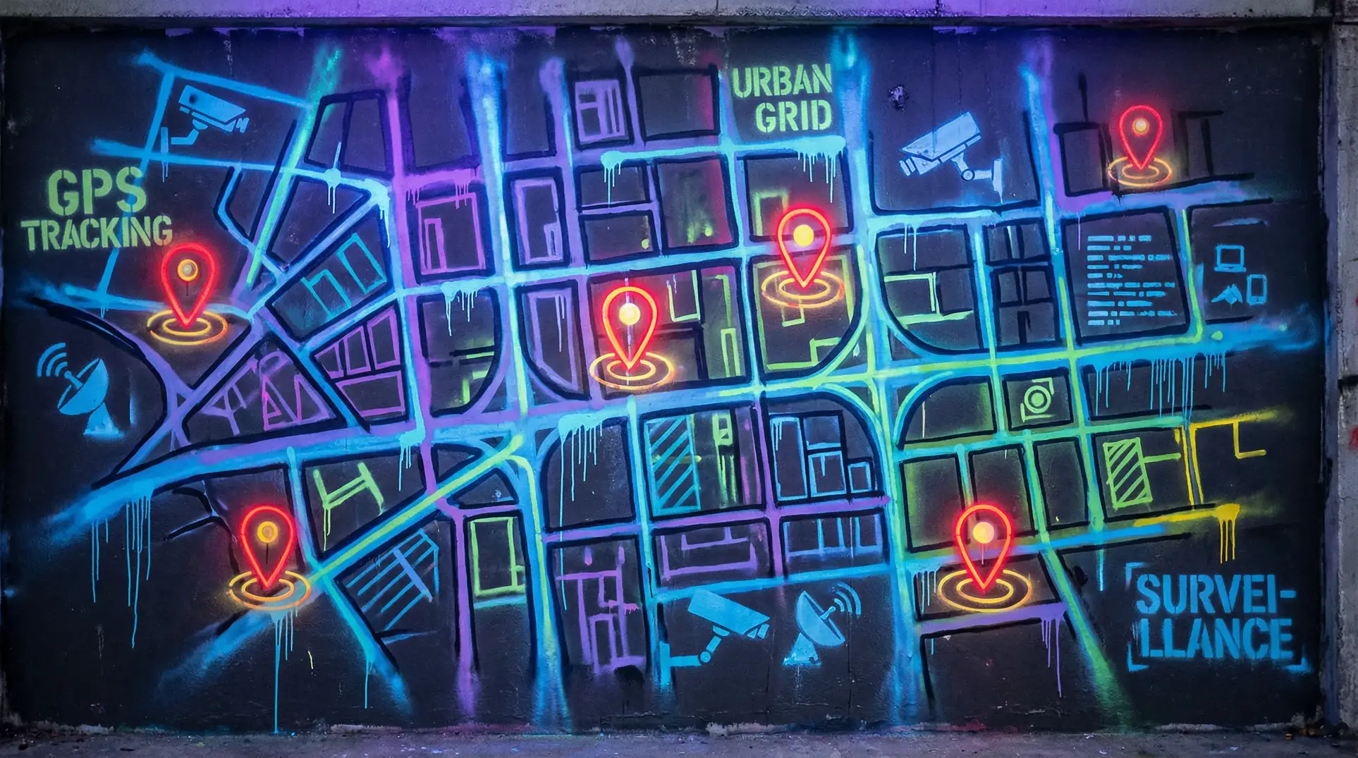 吃瓜天堂 狗仔追踪地图 - 城市涂鸦风格